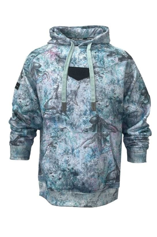 Prime Unisex Kapüşonlu, Uzun Kollu Çekiç Kafa Desenli Açık Mavi Sweatshirt