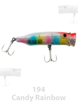 Fujin Salt Popper 70mm 9.5gr Su Üstü Maket Balık #194 Candy Rainbow