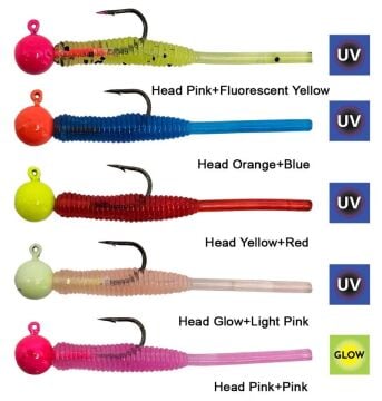 Kendo Hook Worm Jighead+Lrf Silikonu 1.5gr+4.5cm 5 Adet