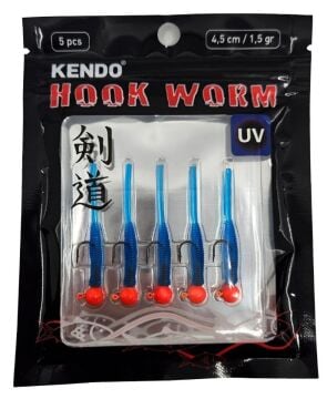 Kendo Hook Worm Jighead+Lrf Silikonu 1.5gr+4.5cm 5 Adet