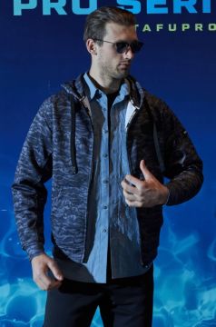 Jedi Unisex Fermuarlı, Kapüşonlu Signature Desenli Siyah Sweatshirt