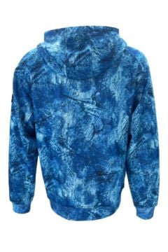 Jedi Unisex Fermuarlı, Kapüşonlu Marlin Mania Desenli Mavi Sweatshirt