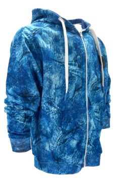 Jedi Unisex Fermuarlı, Kapüşonlu Marlin Mania Desenli Mavi Sweatshirt