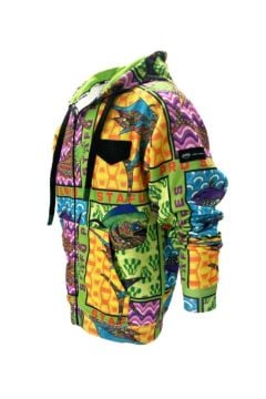 Jedi Unisex Fermuarlı, Kapüşonlu Fish Eye Desenli Sweatshirt