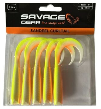 Savage Gear LB Sandeel Curltail 10cm Lemon Back 5 Adet