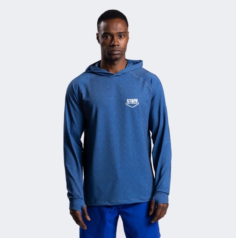Cyclone Erkek Kapüşonlu Uzun Kollu Balıkçı, Denizci Lacivert UV Korumalı T-Shirt