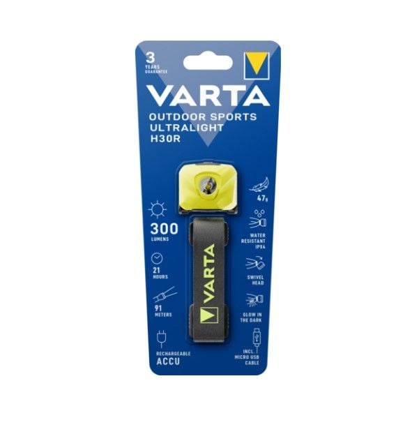 Varta 18631201401 Outdoor Sports Ultralight H30R Sarı Şarjlı Kafa Feneri