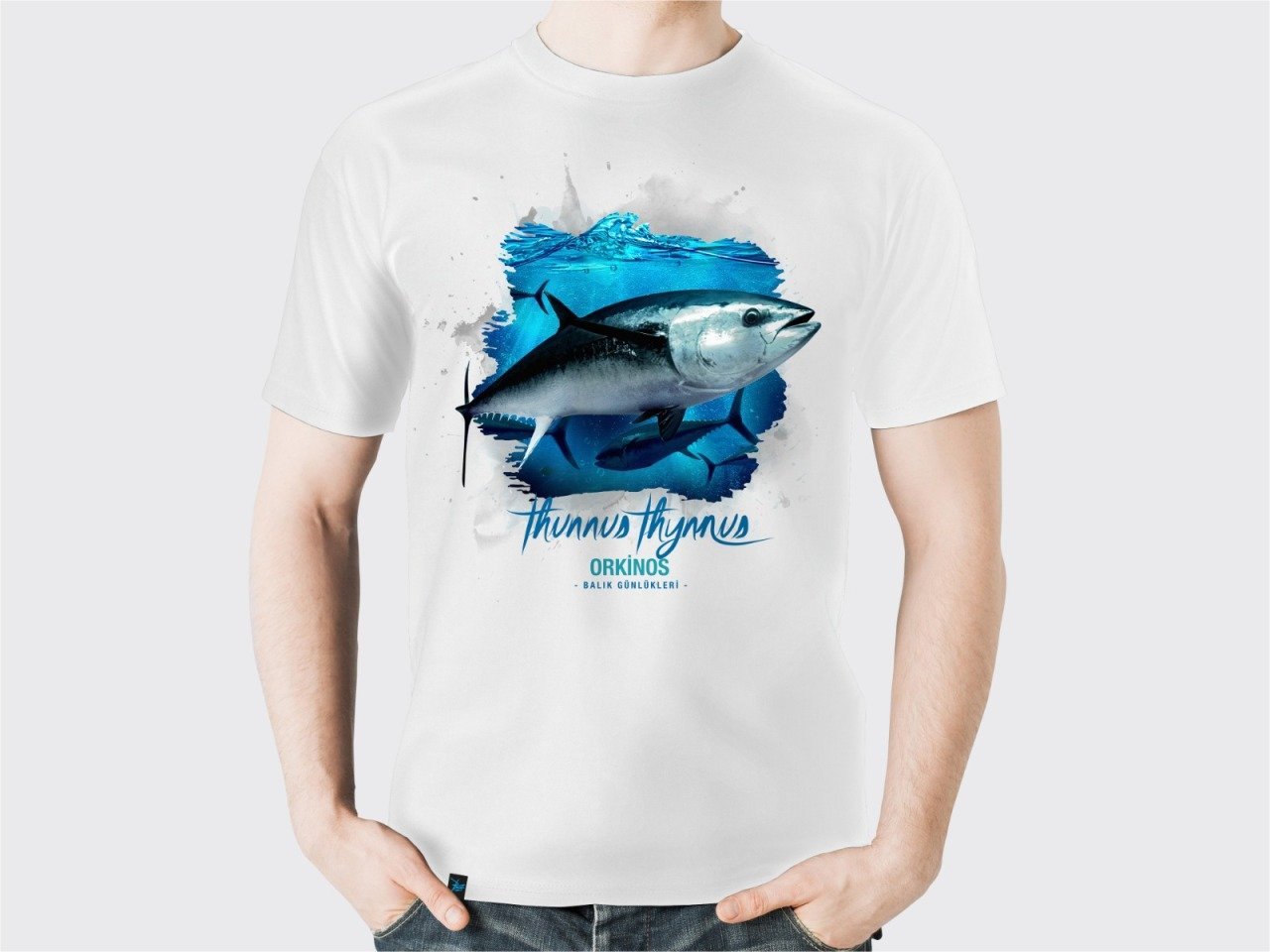 0 Yaka Orkinos Baskılı T-shirt - Beyaz