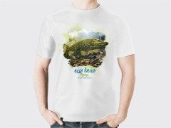 0 Yaka Turna Baskılı T-Shirt - Beyaz