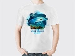 0 Yaka Sarı Kuyruk Baskılı T-Shirt - Beyaz