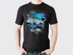 0 Yaka Sinarit Baskılı T-Shirt - Siyah