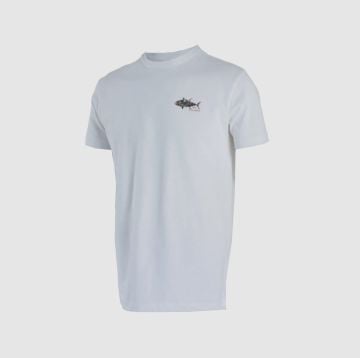 Graphite Kısa Kollu Bisiklet Yaka T-Shirt Ton Balığı Desenli-White