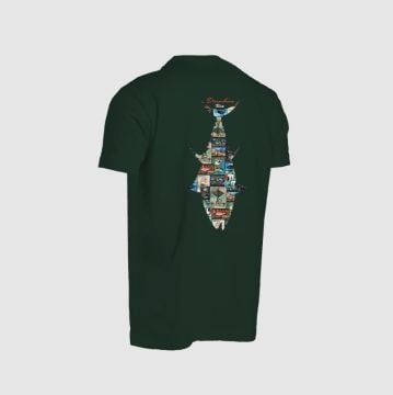 Graphite Kısa Kollu Bisiklet Yaka T-Shirt Ton Balığı Desenli-Green