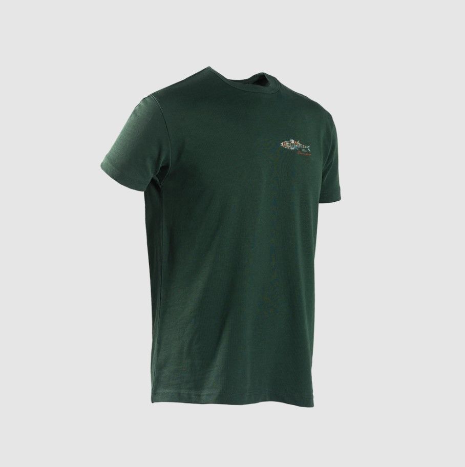 Graphite Kısa Kollu Bisiklet Yaka T-Shirt Ton Balığı Desenli-Green