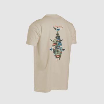 Graphite Kısa Kollu Bisiklet Yaka T-Shirt Ton Balığı Desenli-Bej