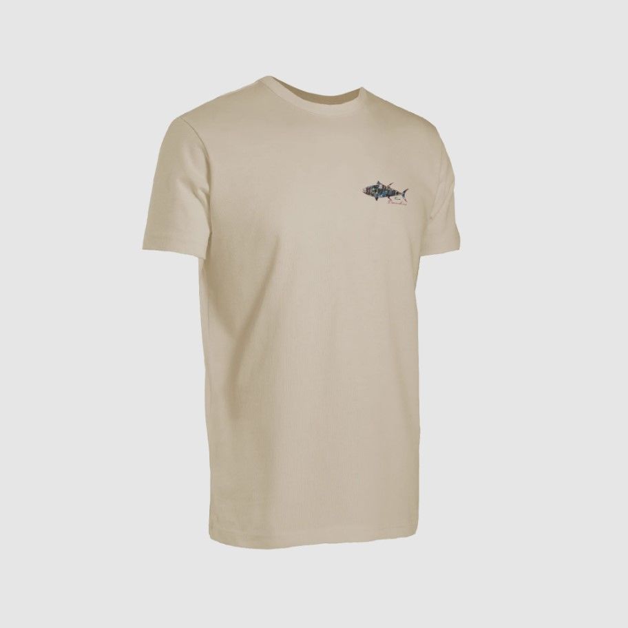 Graphite Kısa Kollu Bisiklet Yaka T-Shirt Ton Balığı Desenli-Bej