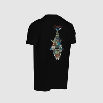 Graphite Kısa Kollu Bisiklet Yaka T-Shirt Ton Balığı Desenli-Black