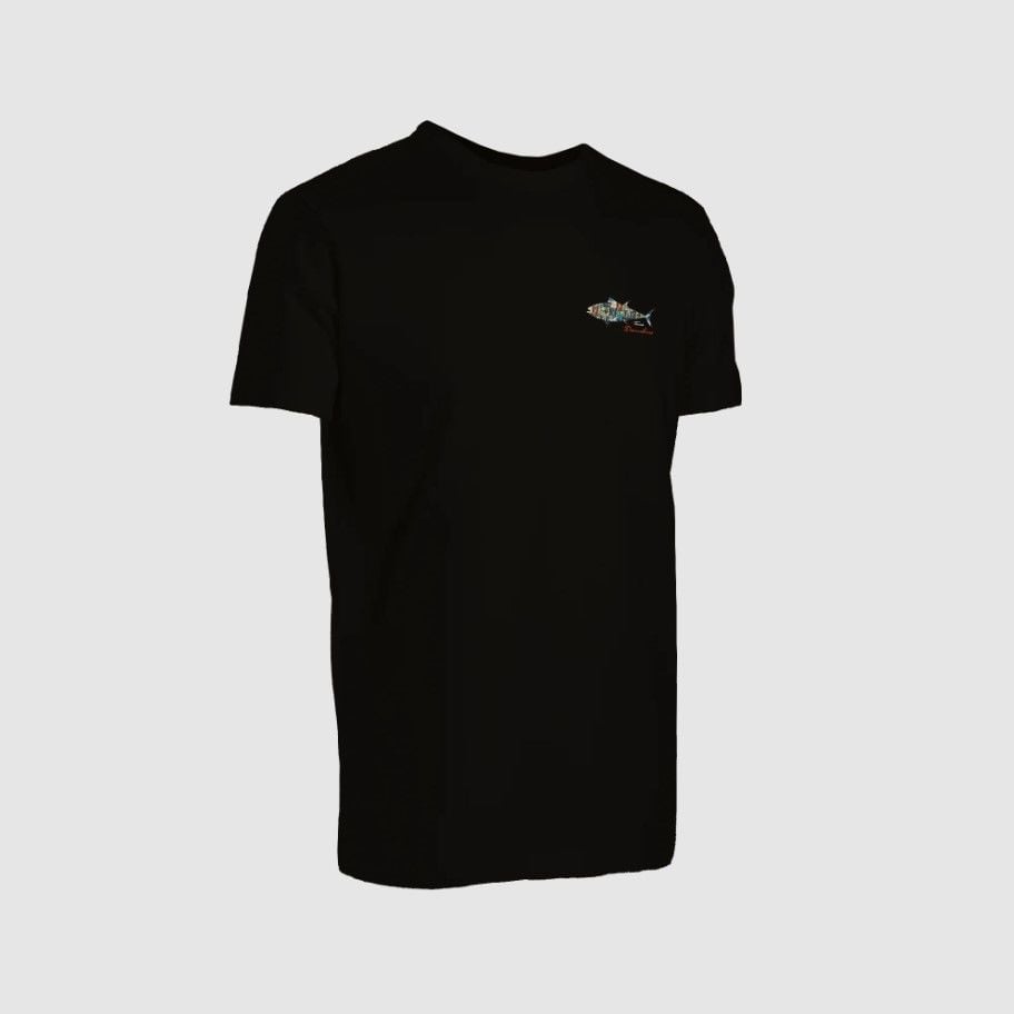 Graphite Kısa Kollu Bisiklet Yaka T-Shirt Ton Balığı Desenli-Black