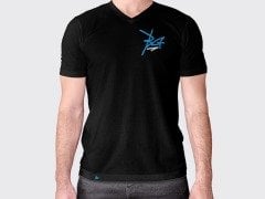 V Yaka Nakışlı T-shirt - Siyah